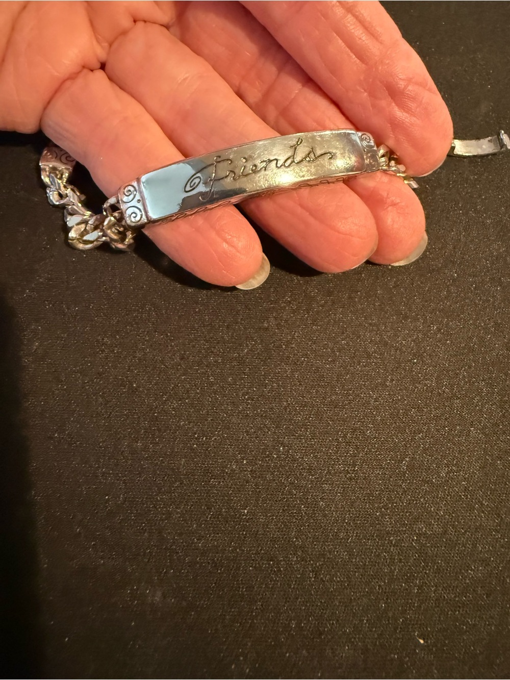 Brighton Friends Engraved Silver-plated Women's ID Bracelet